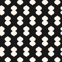 Vector geometric texture with curved shapes. Black and white seamless pattern