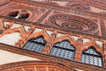 facciata della chiesa di santa maria in strada a monza in italia, church facade of santa maria in strada church in monza in italy