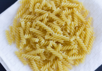 pasta,dry pasta on a napkin,close-up