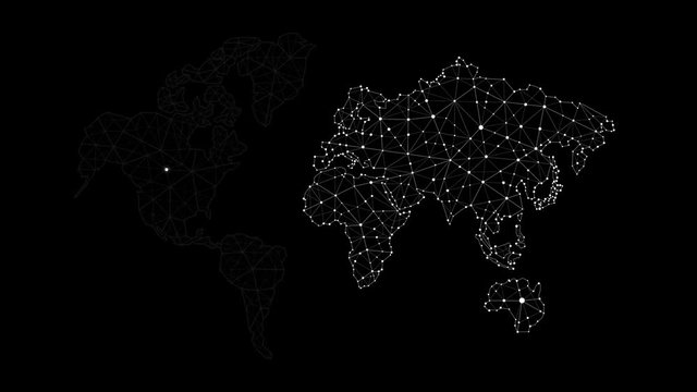 Animation of world map against dark background