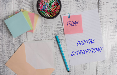 Handwriting text writing Digital Disruption. Conceptual photo Changes that affect technology...