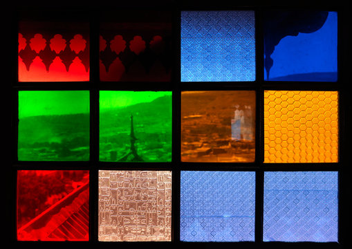 Detail of stained glass windows in rambaud house, Harar, Ethiopia