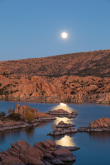 Moonrise Over Scenic Watson Lake Prescott Arizona