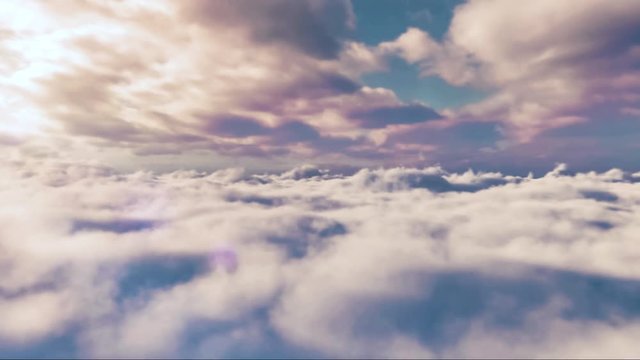Vid&eacute;o infinie d'un 360 degr&eacute;s au dessus des nuages au coucher de soleil