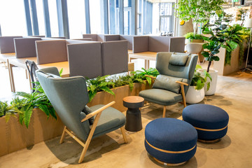 Co-Working Space with luxury comfortable design for work as free and relax. Concept of creative cooperate work space for startup and mobile office.