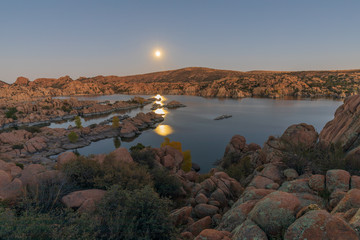 Moonrise Over Scenic Watson Lake Prescott Arizona