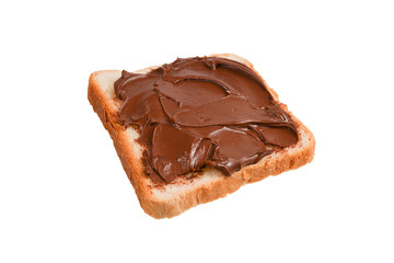 Сhocolate paste sandwich isolated on white background.