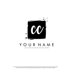 C CC initial square logo template vector