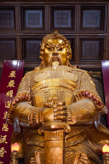 Fototapeta premium HONG KONG - April 18, 2019 : Che Kung God statue at Che Kung Temple, Che Kung Temple is a landmark temple and a popular tourist attraction.