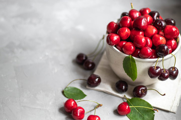 fresh cherries in a bowl