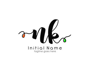 N K NK Initial brush color logo template vetor