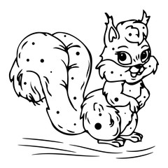 Drawing happy squirrel, on a white background