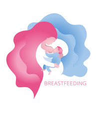 Fototapeta na wymiar Symbolic image of a woman breast-feeding. The image in a contemporary colour scheme.