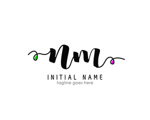 N M NM Initial brush color logo template vetor