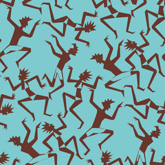 Fun dynamic dancing people seamless pattern