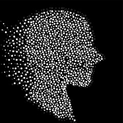 Abstract silhouette human head with circles, dotted logo