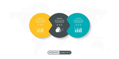 Vector infographics template for chart, diagram, web design, presentation, workflow layout. Business concept with 3 options, parts, steps or processes