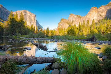 Yosemite National Park at sunset in summer, California, USA