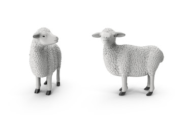 Sheep isolated on white background 3D illustration