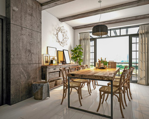 3d render of luxury dining room