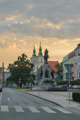 Fototapeta premium Grunwald monument with St Florian church at the background, Krakow, Poland
