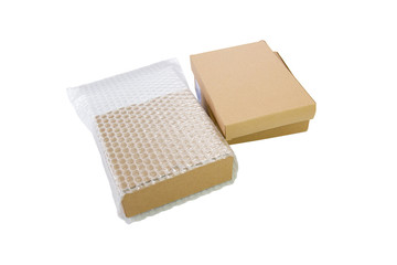 Bubbles covering the box by bubble wrap for protection product