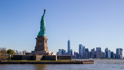 The statue of Liberty and Manhattan, New York City