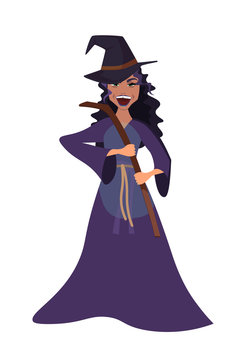 Evil witch flat vector character