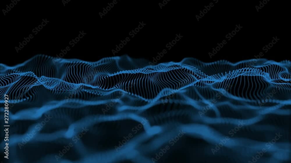 Aufkleber blue particle wave footage, Computer generated seamless loop animation 4k footage