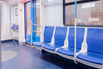 Car train subway inside interior with simple perspective lines.