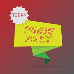 Conceptual hand writing showing Privacy Policy. Business photo text Document Information Security Confidential Data Protection