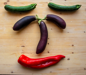 Face composition with vegetables