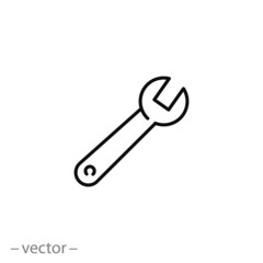 service icon, wrench, line symbol on white background - editable stroke vector illustration eps10