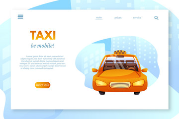 Taxi flat vector landing page template