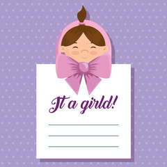 letter with little girl and ribbon bow