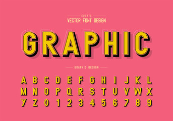 Shadow and line Font vector, Alphabet style typeface letter and number design, graphic text on background
