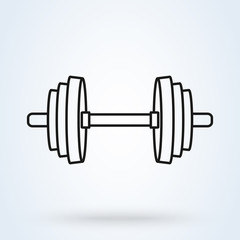 Barbell Simple line art modern icon design illustration.