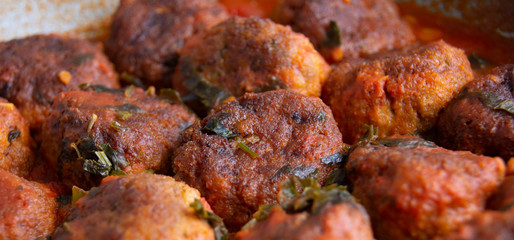 Obraz na płótnie Canvas Meatballs with tomato sauce, isolated