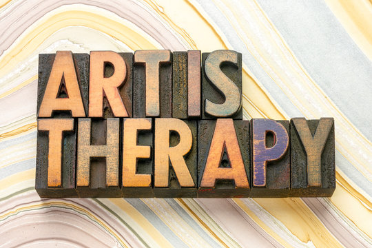 art is therapy word abstract in wood type