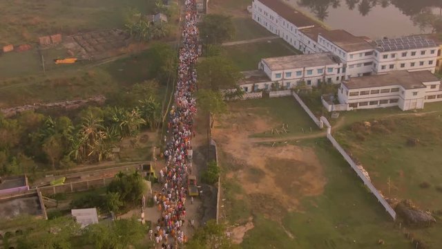 Adi math, Sri Caitanya Mahaprabhu birthplace, Mayapur, India, 4k aerial 
