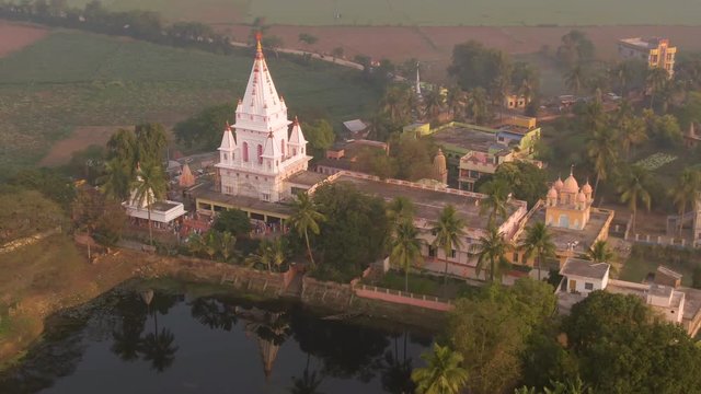 Adi math, Sri Caitanya Mahaprabhu birthplace, Mayapur, India, 4k aerial 
