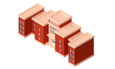 School building. Isometric icon. 3d rendering