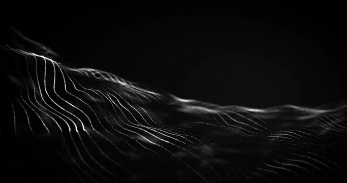 White Particle Surface as Strings 3D Rendered Wallpaper Animation Video.