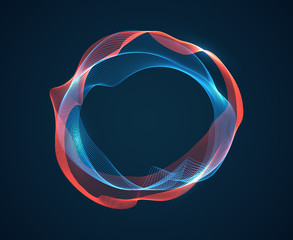 Music circle wave. Sound beat ripples emit waves flux. Music spectrum neon lines. Digital audio studio vector abstract background