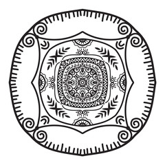 Abstract mandala Inca Maya civilizations graphic design decorative elements isolated on white color background for ancient geometric concepts