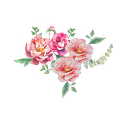 water color rose seamless. isolated on background. 