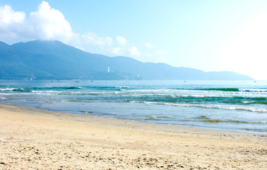 Fototapeta na wymiar DA NANG SCENERY - beach with coconut tree
