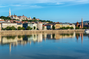 Fototapeta na wymiar Fisherman's Bastion and Danube Reflection