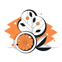 Abstract geometrical orange citrus vector flat fruit illustration.
