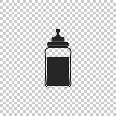 Baby bottle icon isolated on transparent background. Feeding bottle icon. Milk bottle sign. Flat design. Vector Illustration